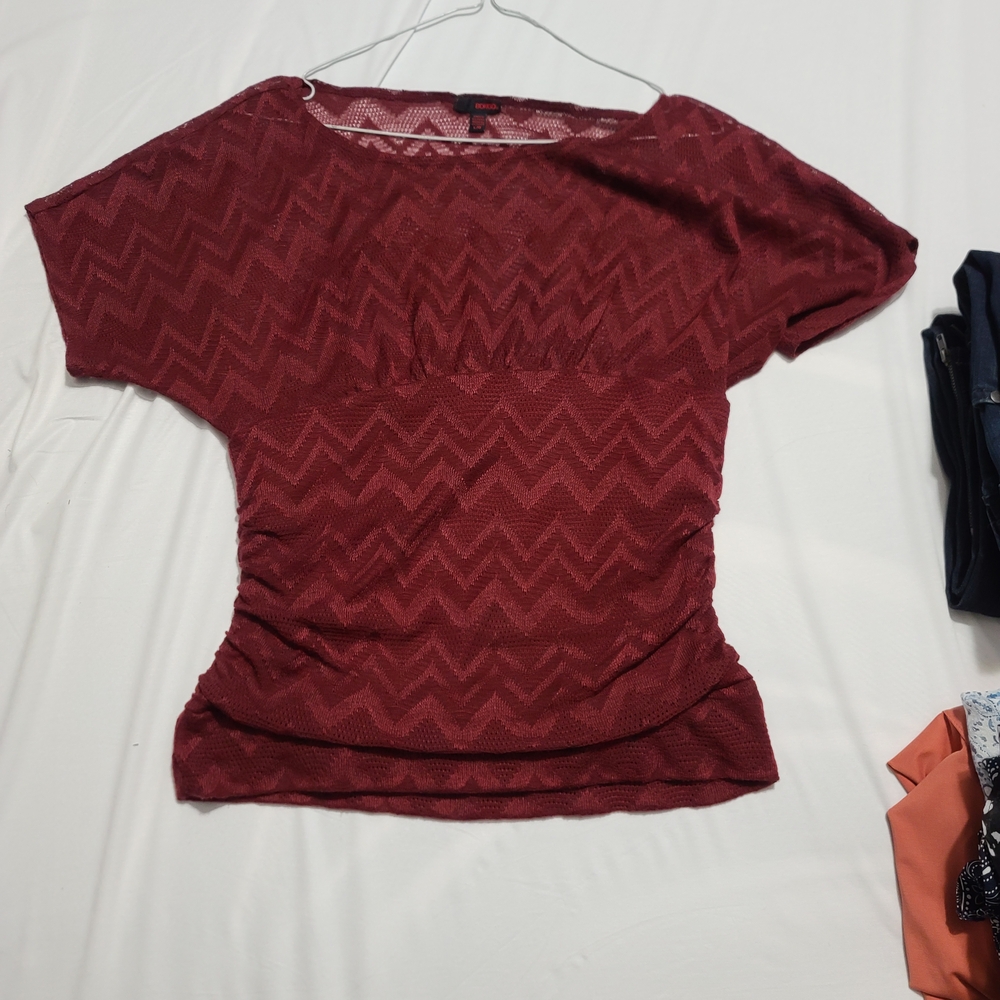 BONGO Maroon Zigzag Blouse